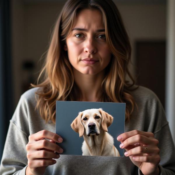 愛犬が亡くなる夢を見た女性の悲しみの表情