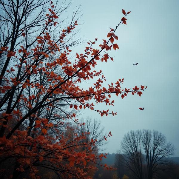 冬の厳風の中の紅葉の夢