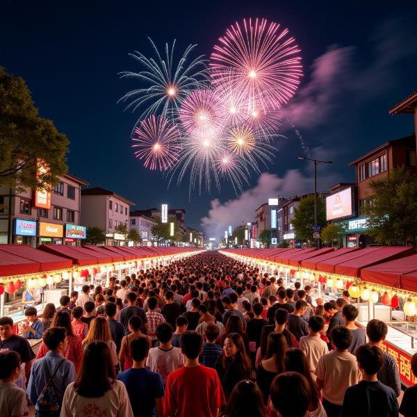 夢祭り：たくさんの人で賑わう祭り