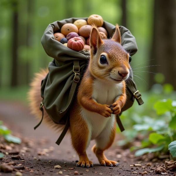 夢にリスが荷物を運ぶ