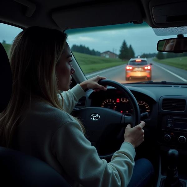 車が暴走する夢を見る女性