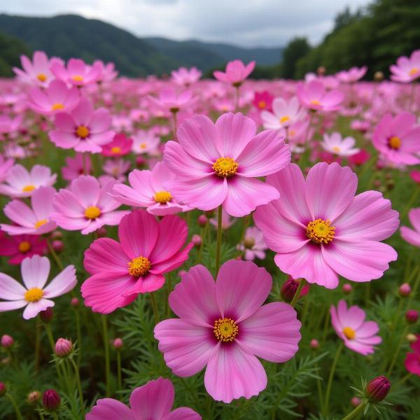 夢の平コスモスのピンク色の花